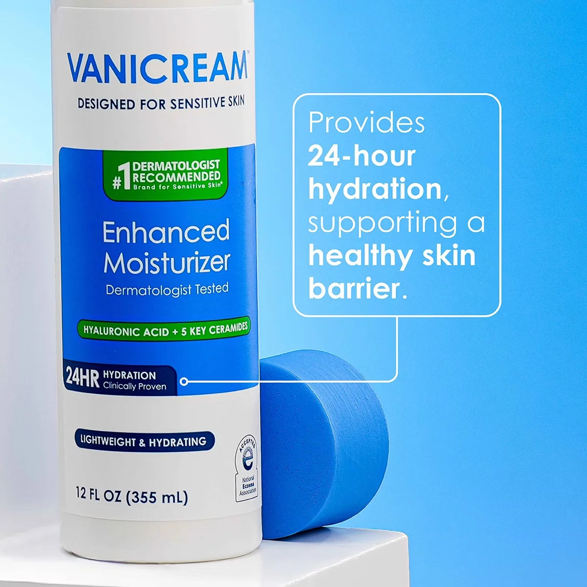 Vanicream Enhanced Moisturizer for Sensitive Skin - Unscented - 12oz: Contains Hyaluronic Acid, Face & Body.