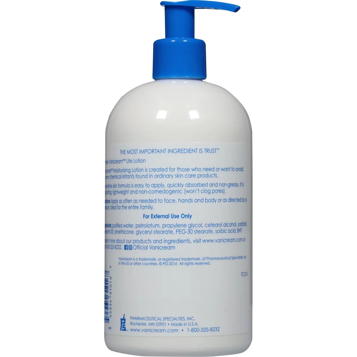 Vanicream Moisturizing Lotion for Sensitive Skin - Unscented - 16oz: Pump Bottle, Hypoallergenic, Vegan, Gluten-Free
