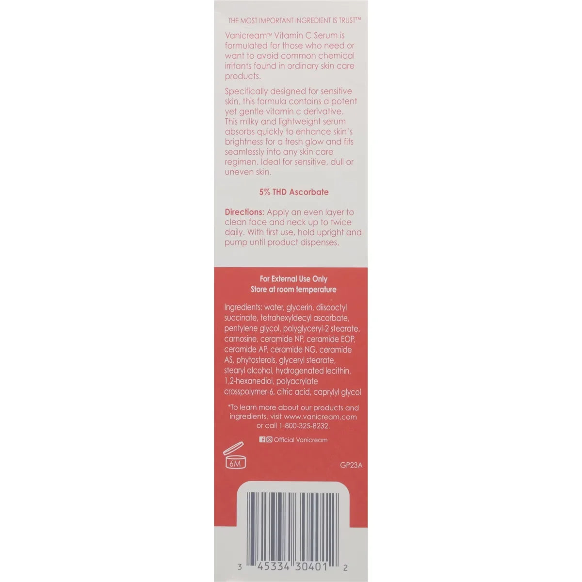 Vanicream Vitamin C Face Serum with Ceramides for Sensitive Skin - Unscented - 1.2 fl oz