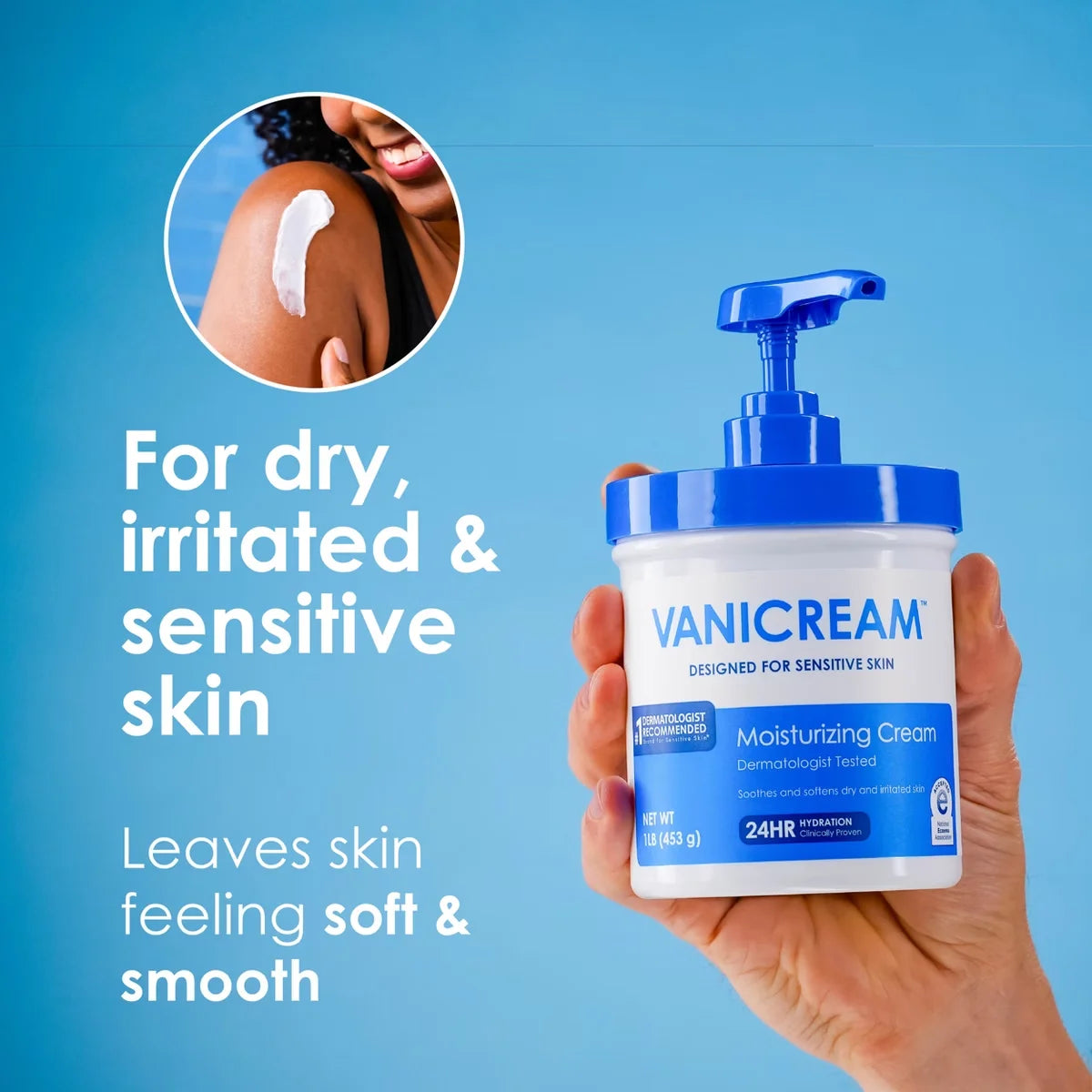 Vanicream Moisturizing Cream for Sensitive Skin with Pump - Unscented - 16oz: Hypoallergenic, Paraben-Free, Vegan